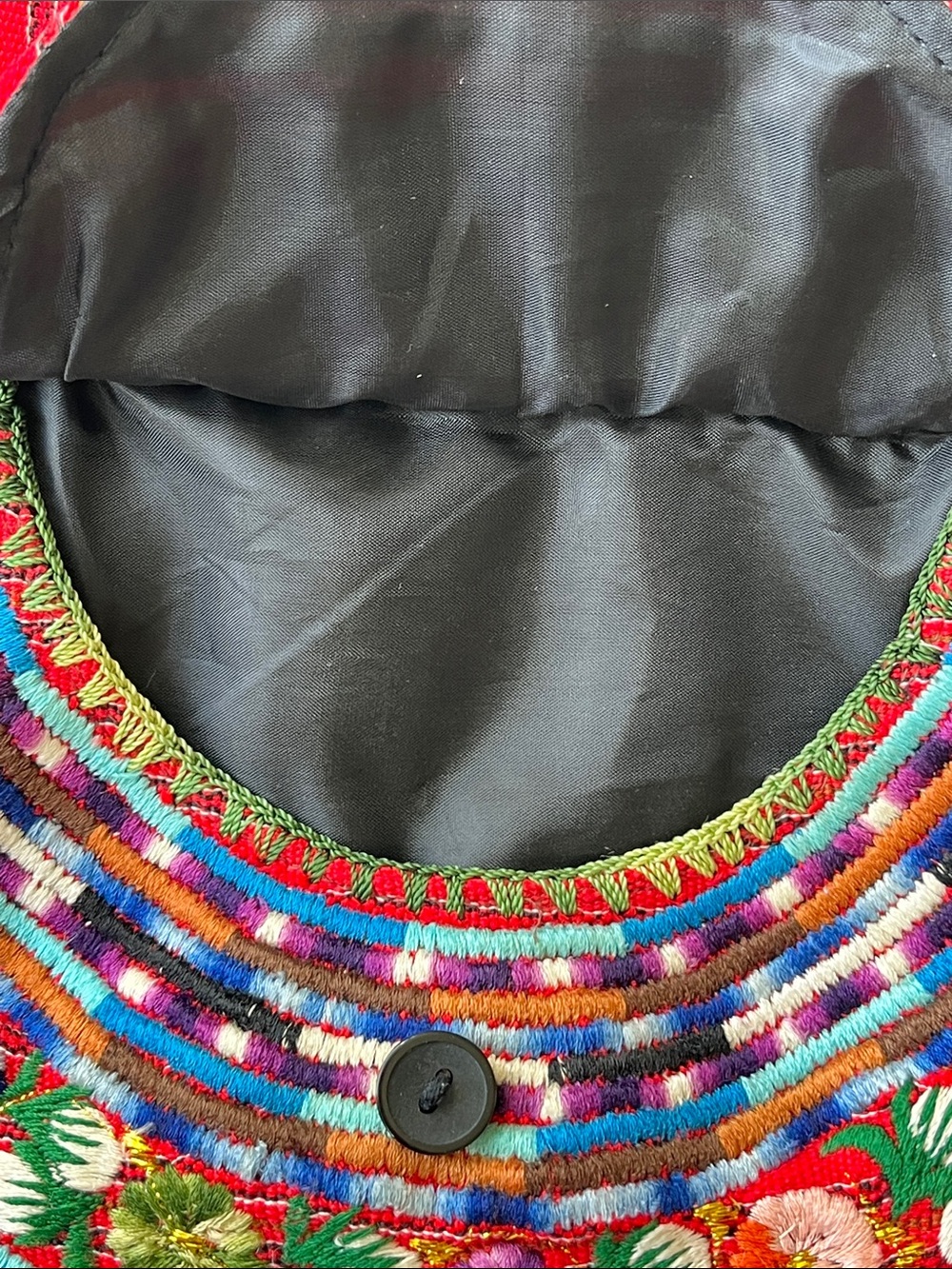 Handcrafted Embroidered Crossbody Bag Zip Closure Pocket Boho Padded Strap - Picture 5 of 15